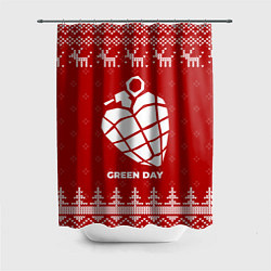 Шторка для душа Новогодний Green Day с оленями, цвет: 3D-принт