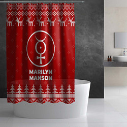 Шторка для душа Новогодний Marilyn Manson с оленями, цвет: 3D-принт — фото 2