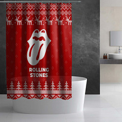 Шторка для душа Новогодний Rolling Stones с оленями, цвет: 3D-принт — фото 2