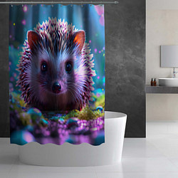 Шторка для душа Ёжики в сказаочном лесу, цвет: 3D-принт — фото 2
