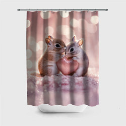 Шторка для душа Влюбленные белочки с сердечком, цвет: 3D-принт