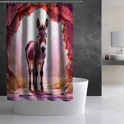Шторка для душа Осел в розовом свете, цвет: 3D-принт — фото 2