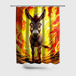Шторка для душа Ослик в огне, цвет: 3D-принт