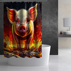 Шторка для душа Свинка в огне, цвет: 3D-принт — фото 2