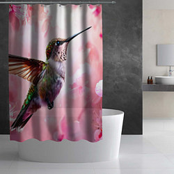 Шторка для душа Колибри на розовом, цвет: 3D-принт — фото 2