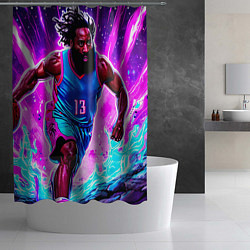 Шторка для душа Джеймс Харден в игре, цвет: 3D-принт — фото 2