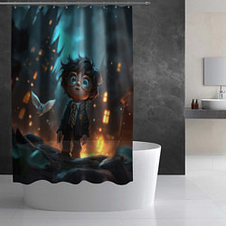 Шторка для душа Маленький удивленный Гарри Поттер, цвет: 3D-принт — фото 2