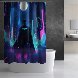 Шторка для душа Бэтмен неоновый город, цвет: 3D-принт — фото 2
