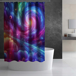 Шторка для душа Neon space fantasy, цвет: 3D-принт — фото 2