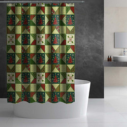 Шторка для душа Лоскутный рождественский узор, цвет: 3D-принт — фото 2