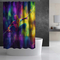 Шторка для душа Человек - паук радужные краски, цвет: 3D-принт — фото 2