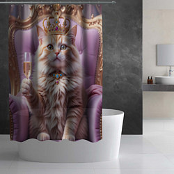 Шторка для душа Кот с короной и шампанским, цвет: 3D-принт — фото 2