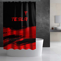 Шторка для душа Tesla - red gradient посередине, цвет: 3D-принт — фото 2