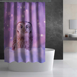 Шторка для душа Удивленная сова, цвет: 3D-принт — фото 2