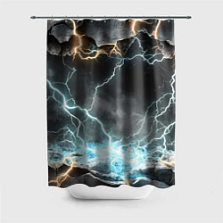 Шторка для душа Молния в разбитом камне текстура, цвет: 3D-принт