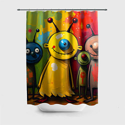 Шторка для душа Арт с человечками, цвет: 3D-принт
