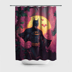Шторка для душа Бэтмен и дерево с цветами, цвет: 3D-принт