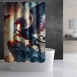 Шторка для душа Пегас тёмных сил - нейроарт, цвет: 3D-принт — фото 2