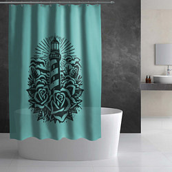 Шторка для душа Маяк и розы, цвет: 3D-принт — фото 2