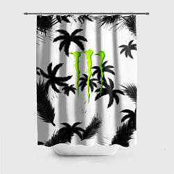 Шторка для душа Monster energy пальмы, цвет: 3D-принт