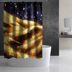 Шторка для душа Золотая текстура и синее небо, цвет: 3D-принт — фото 2