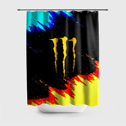 Шторка для душа Monster energy огненные краски, цвет: 3D-принт