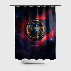 Шторка для душа Космонавт сидит в луне, цвет: 3D-принт