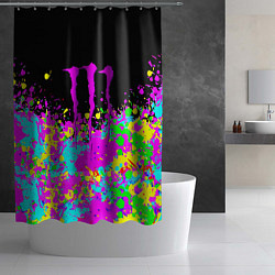 Шторка для душа Monster energy краски неоновые, цвет: 3D-принт — фото 2