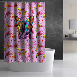 Шторка для душа Слон с крыльями бабочки, цвет: 3D-принт — фото 2