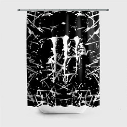 Шторка для душа Monster energy белые штрихи краско, цвет: 3D-принт