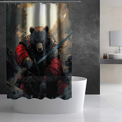 Шторка для душа Медведь самурай, цвет: 3D-принт — фото 2