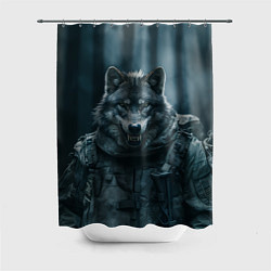Шторка для душа Солдат волк, цвет: 3D-принт