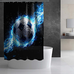 Шторка для душа Футбольный мяч в синем пламени, цвет: 3D-принт — фото 2