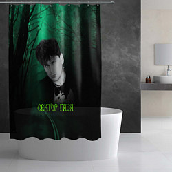 Шторка для душа Сектор газа зеленый фон, цвет: 3D-принт — фото 2