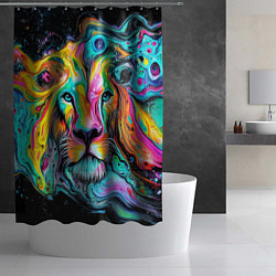 Шторка для душа Абстрактная морда льва - яркие психоделические цве, цвет: 3D-принт — фото 2
