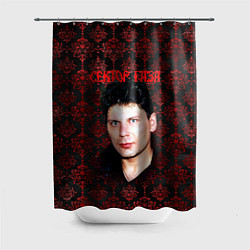 Шторка для душа Сектор газа красные узоры, цвет: 3D-принт