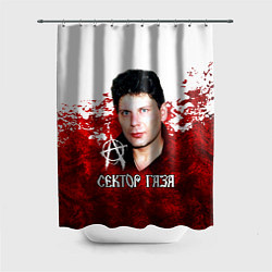 Шторка для душа Юрий Хой бело-красный фон, цвет: 3D-принт