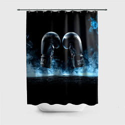 Шторка для душа Черные бойцовские перчатки в дыму, цвет: 3D-принт