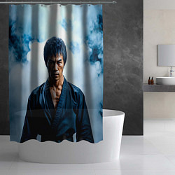 Шторка для душа Брюс Ли в дыму, цвет: 3D-принт — фото 2