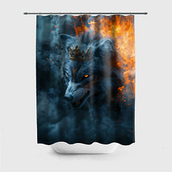 Шторка для душа Волк в короне в огне, цвет: 3D-принт