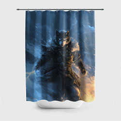 Шторка для душа Волк и молния, цвет: 3D-принт