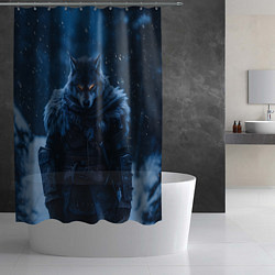 Шторка для душа Воин волк зимой, цвет: 3D-принт — фото 2