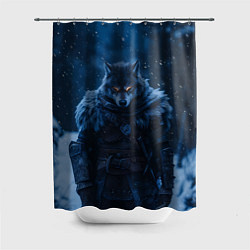 Шторка для душа Воин волк зимой, цвет: 3D-принт