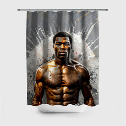 Шторка для душа Мухаммед Али на сером, цвет: 3D-принт