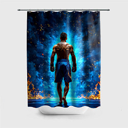Шторка для душа Кикбоксер в огне, цвет: 3D-принт