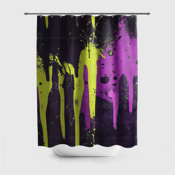Шторка для душа Желтая и фиолетовая краска на черном, цвет: 3D-принт