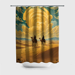 Шторка для душа В пустыне на верблюдах, цвет: 3D-принт