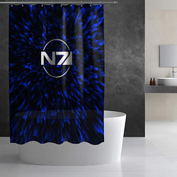 Шторка для душа Mass Effect blue energy, цвет: 3D-принт — фото 2