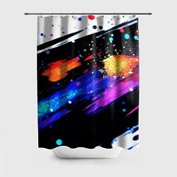 Шторка для душа Разноцветные блестящие кляксы - текстура, цвет: 3D-принт