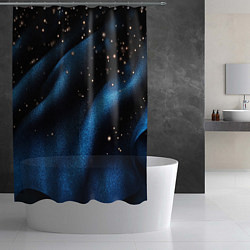 Шторка для душа Синяя волнистая текстура на черном, цвет: 3D-принт — фото 2